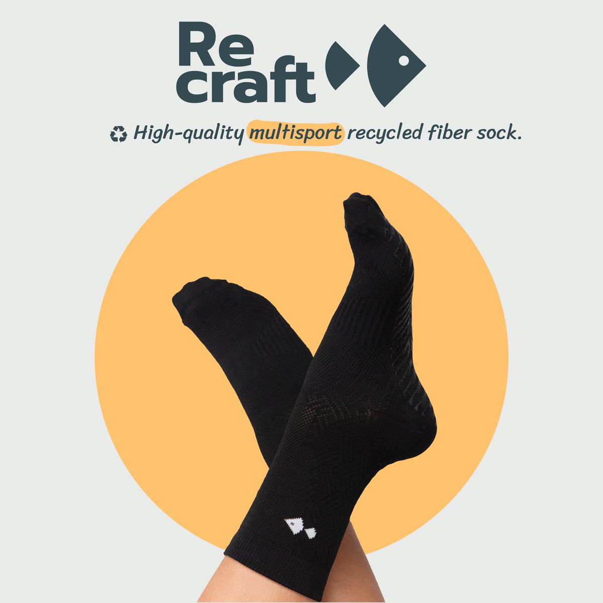 Recraft Black Recycled Performance Sock